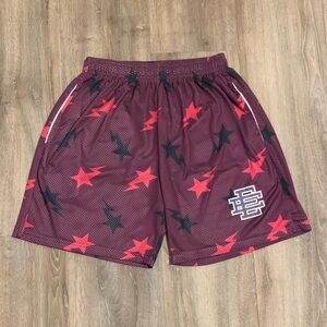 Eric Emanuel Burgundy and Red Star Athletic Shorts